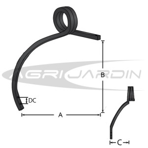 DOUBLE COIL TINE ACODED FOR CULTIVATOR LEFT 27X27MM Ø16MM