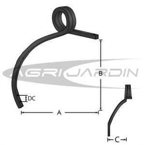 DOUBLE COIL TINE ACODED FOR CULTIVATOR RIGHT 27X27MM Ø16MM